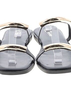 Forever Black Slide Sandal with Gold Accent Rings